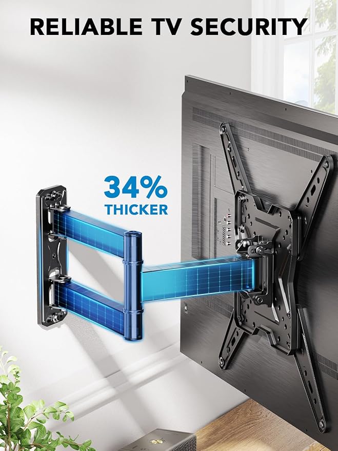 Pipishell Full Motion TV Wall Mount for Most 26-60 inch TVs, 55 inch Compatible, with Swivel, Tilt, Extension, Single Stud Articulating TV Mount Bracket, Holds up to 77 lbs, Max VESA 400x400mm, PIMF11