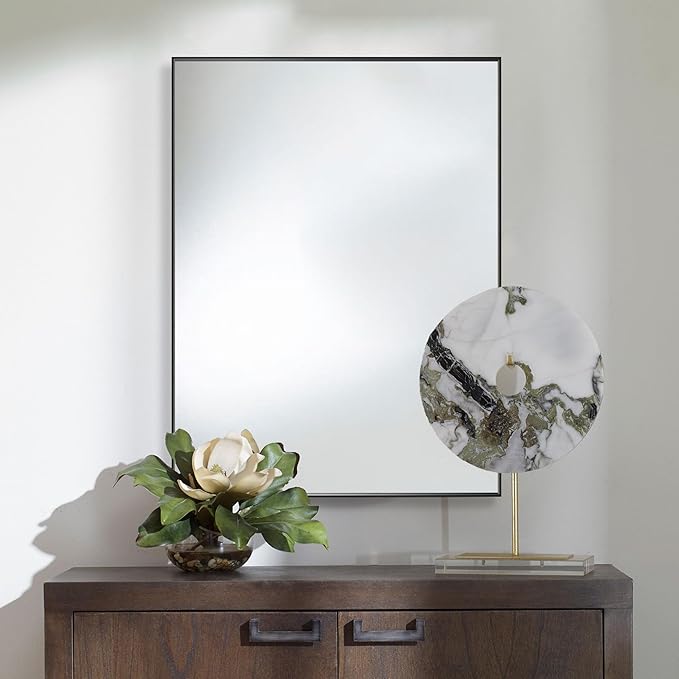 27x36 Inch Black Bathroom Mirror for Wall, Aluminum Frame Rectangle Rectangular Vanity Mirror, Modern Large for Bedroom, Living Room, Horizontal or Vertical