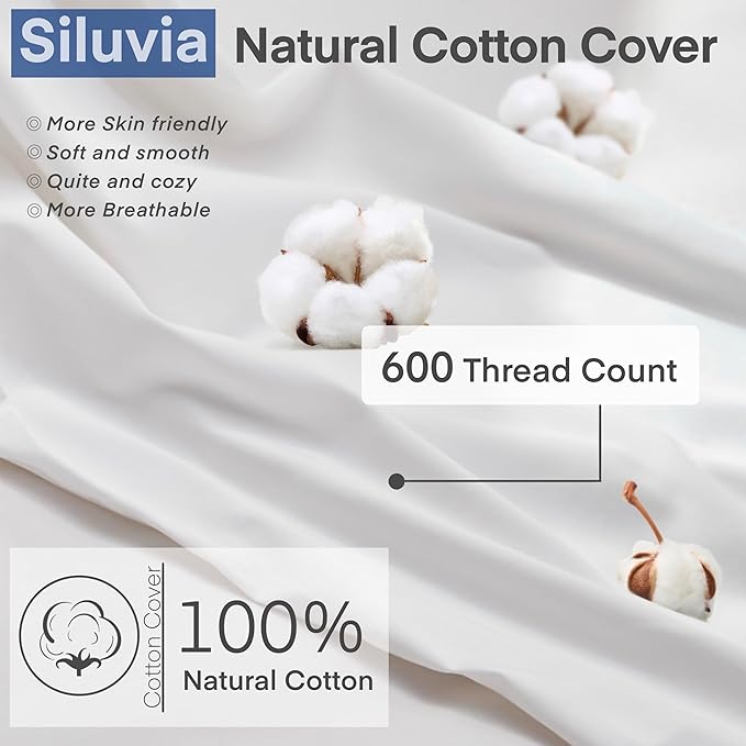 Siluvia 30"x30" Pillow Inserts Set of 2 Square Throw 30 Pillows with 100% Cotton Cover for Sofa, Couch, and Bed - White