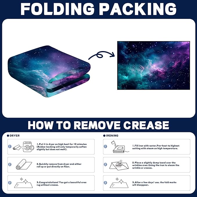 2'7" x 3'11" Galaxy Area Rug Dark Blue Outer Space Doormat for Kids Bedroom Living Room Glitter Starry Sky Carpets Throw Rugs, 47'' X 31''