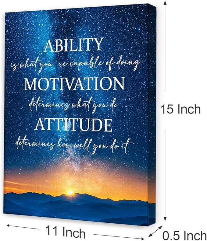 Ability Motivation Attitude Wall Decor,Inspirational Quotes Canvas Paintings Framed For Office Workplace Wall Art Decor