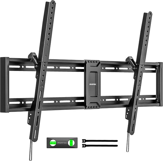 monTEK Heavy Duty Tilt TV Wall Mount for 43–100" Large Flat & Curved TVs, Holds 200 lbs, Ultra Slim Low Profile Bracket with 8° Tilt, Fits 16"/18"/24" Wood Studs, Max VESA 800x600, 4× Load Tested