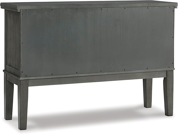 Signature Design by Ashley Hallanden Dining Room Server with Wine Rack, 2 Cabinets with Removable/Adjustable Center Shelf, Drawer, Wood with Acacia Veneer, 38.25" High, Weathered Gray