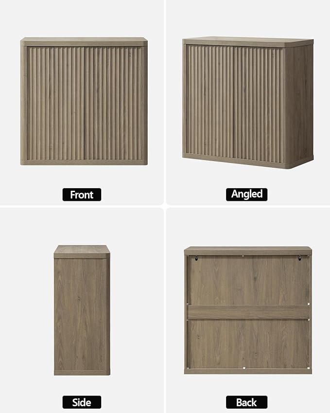 SICOTAS Buffet Cabinet with Storage 34.6" Sideboard Accent Modern Credenza with Doors & Shelves Fluted Tall Media Console Mid Century Coffee Bar Table for Living Room Kitchen Dining Room Hallway