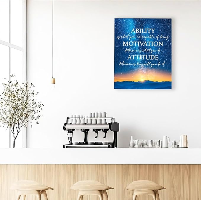 Ability Motivation Attitude Wall Decor,Inspirational Quotes Canvas Paintings Framed For Office Workplace Wall Art Decor