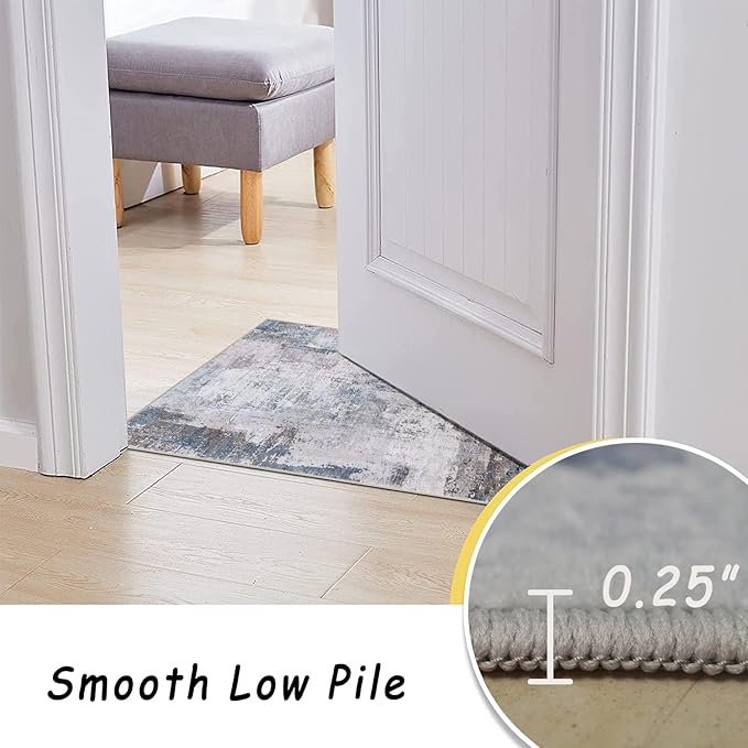 vivorug Runner Rug 2'x7' Machine Washable Non-Slip Runners for Hallways Kitchen Entryway Laundry Room Modern Abstract Carpet Hallway Runner Grey/Navy
