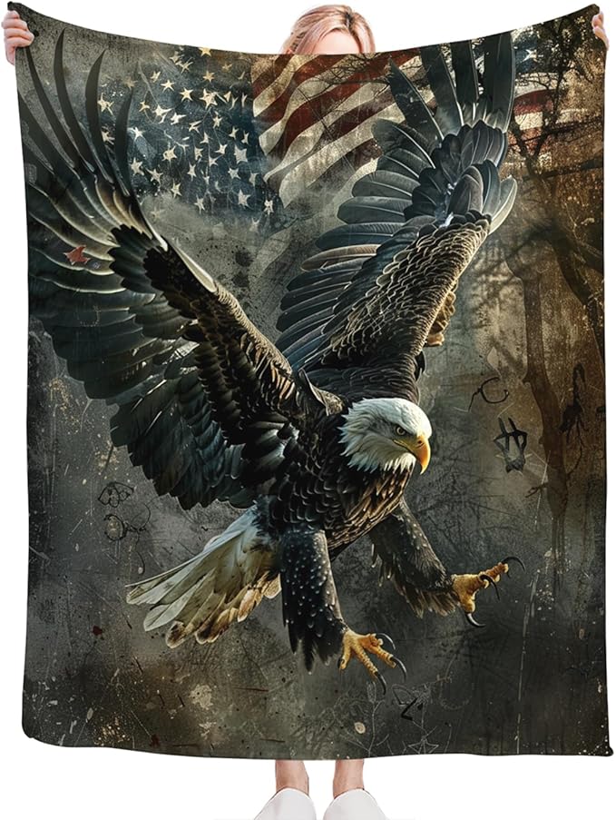 Tijuboni American Eagle Throw Blanket Eagle Gifts for Women Men Girls Boys Kids Adults Soft Flannel Fleece Blanket for Couch Sofa Bed Home Decor 50"x60"
