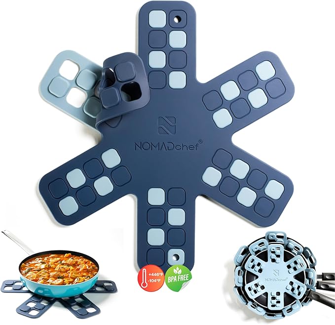 Dual-Use Silicone Pan Protectors for Stacking & Trivets for Hot Dishes | Silicone Trivet Mat | Perfect for Pot and Pan Protectors for Stacking | Cookware Protectors for Stacking (S-BLU/BLU)