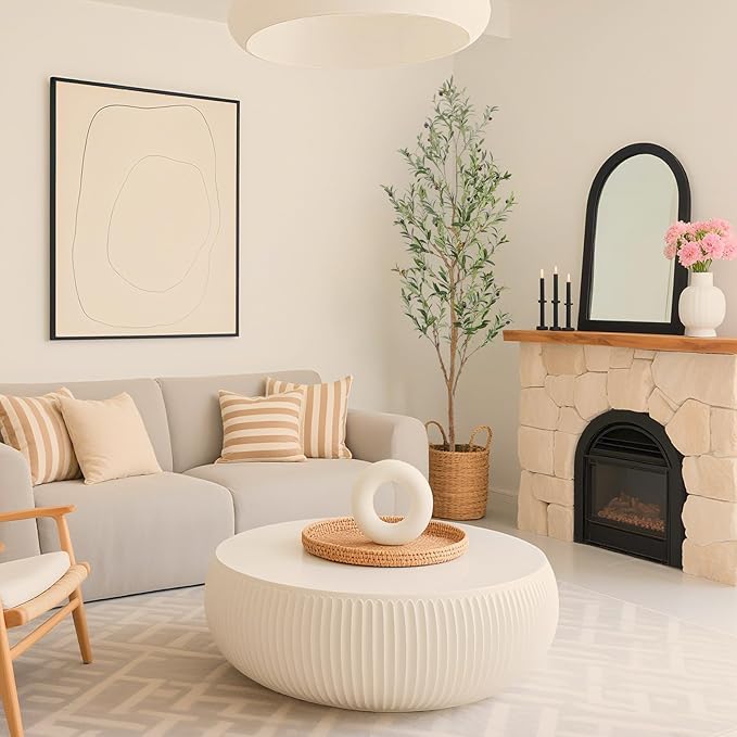 Bellacat Faux Olive Tree 7ft，Olive Trees Artificial Indoor with Natural Wood Trunk and Realistic Leaves and Fruits. 7 Feet(84in) Fake Olive Tree for Home House Office Décor.