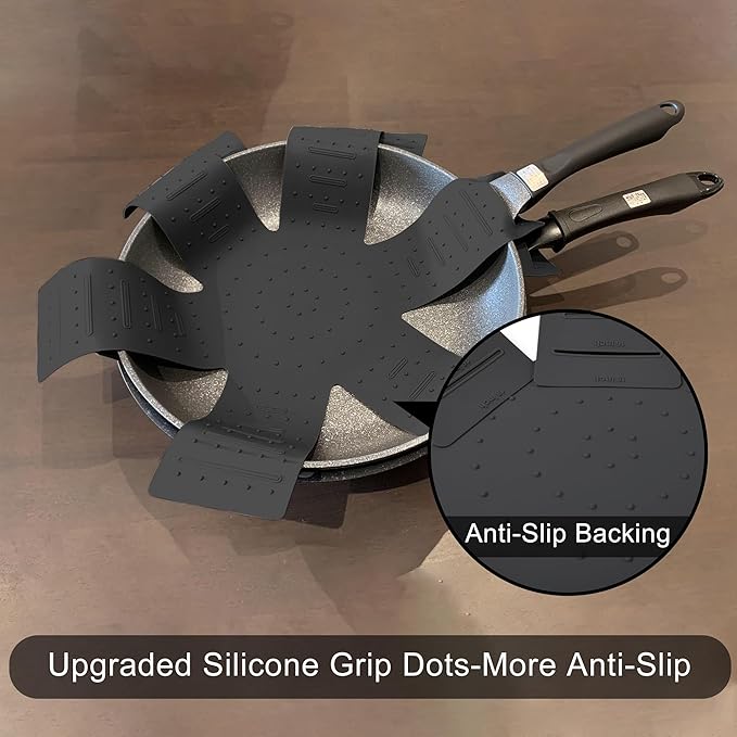 Pot & Pan Protectors, 3-Piece Silicone Cookware Protector Pad, Stacking Pan Protector. It Has a Unique Opening and Fixing Design That Can be Used to Protect and Separate Pots and Pans-Black