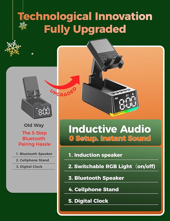 White Elephant Gifts for Adults Useful:Birthday Gift for Men Women Christmas Ideas Induction Speaker Bluetooth HD Sound,Kitchen Gadgets Anniversary Dad Mom Husband Wife Teen Stocking Stuffers(Black)