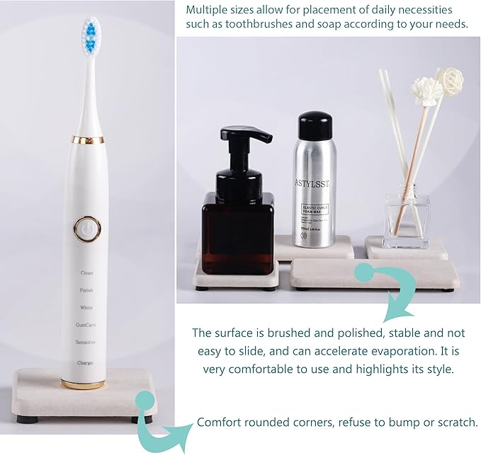 Set of 4 Water Absorbent Diatomite Coasters, Diatomaceous Earth Kitchen Soap Dish, Bathroom Trays, Water Absorbing Stone Used for Hand Soaps & Plants & Toiletries in The Modern Home