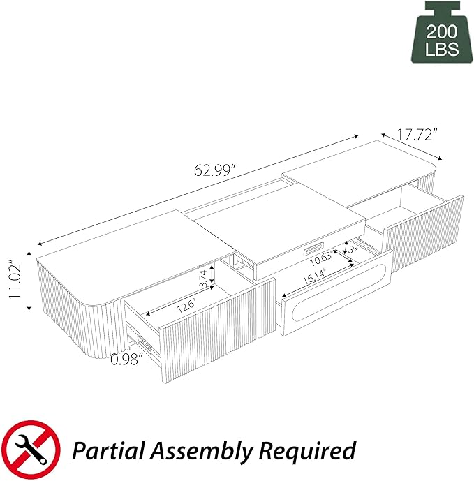 POVISON Modern TV Stand for Projector, Sintered Stone Entertainment Center with Storage for Living Room Bedroom, 55 inch TV Stand, Solid Wood TV Stand