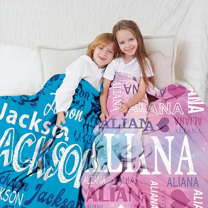 Ships Next Day, Personalized Blanket for Teen Boys Girls, Custom Blanket with Name Customized Flannel Throw Christmas Birthday Blanket Gifts for Kids or Adult
