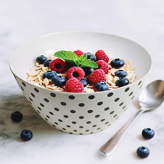 Bowl Set- Set of 4 Bamboo Fiber Lightweight Serving Bowls for Prepping, Cooking and Serving Food, Salad, Appetizers, Dessert, Cereal,Dishwasher Safe, BPA-free, Gift I 22oz. 2.7 * 5.7 in..