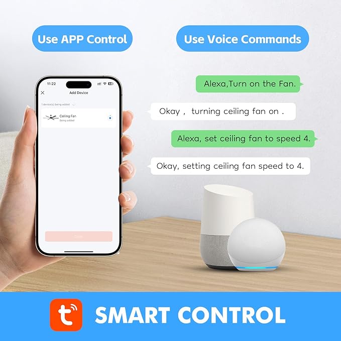 66" Outdoor Ceiling Fan with Light Remote, Wifi Smart Ceiling Fan with Light Alexa, Noiseless Reversible DC Motor, High CFM Damp Rated Ceiling Fans for Patios Porch Living Room Garage, Modern Black