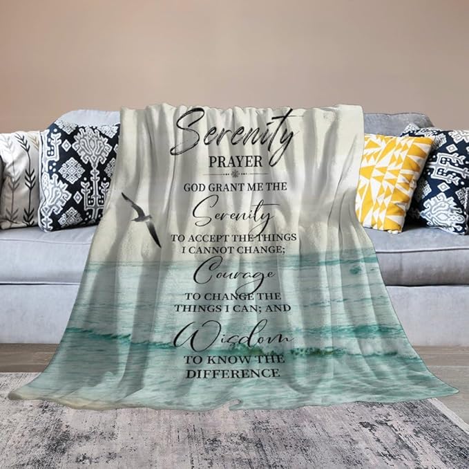 Serenity Prayer Christian Throw Blanket - Soft, Warm & Cozy Fleece for Couch, Sofa & Bed - 40"x50"