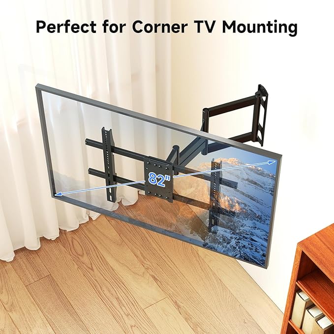 Suptek 30" Full Motion TV Mount for 32-82" TVs, 132 lbs max, VESA 600x400mm. Swivel, tilt & Corner fit. Heavy Duty for LED/OLED/QLED. Model MA1078M