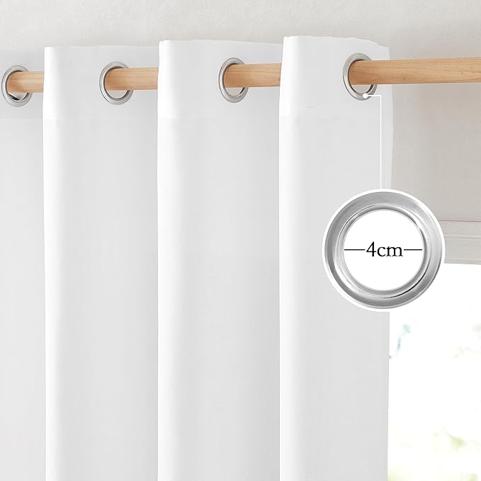 NICETOWN Linen White Curtains for Sliding Glass Door 2 Panels Set, Grommet Thick Room Divider Window Treatment Privacy Assured with Light Filtering for Bedroom/Living Room, W68 x L84