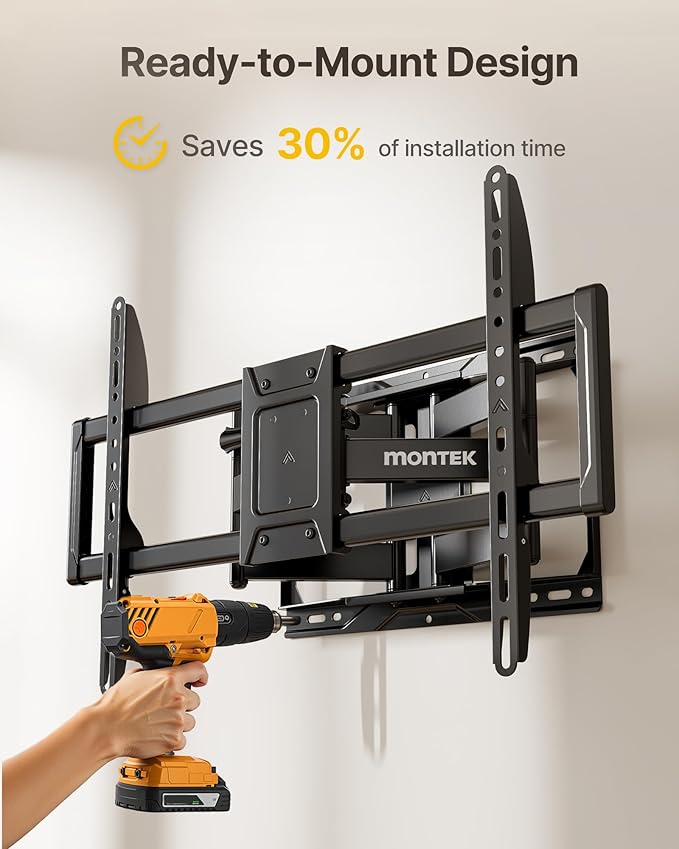 monTEK Heavy Duty TV Wall Mount for 37-90 inch TV up to 165lbs, 4X Load Tested, Full Motion with Dual Articulating Arms, Tool-Free Tilt, Swivel & Extend, VESA 200x100 to 600x400, Fits 12“/16" Studs