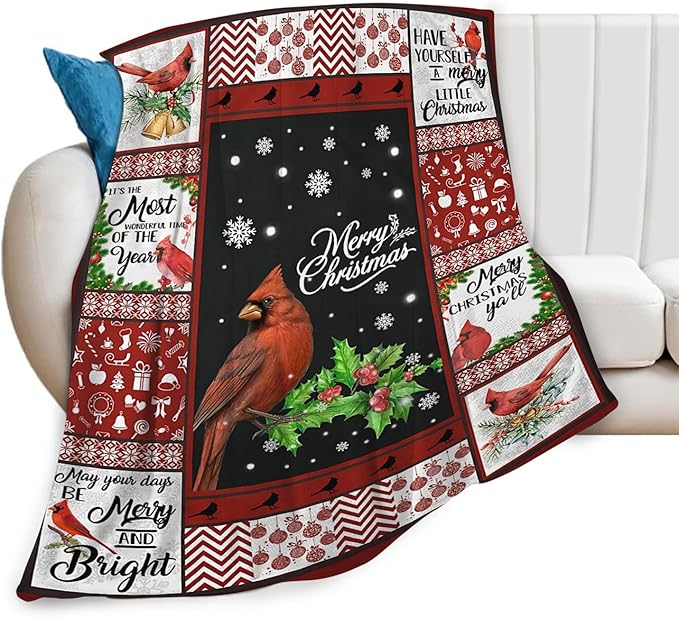 Tijuboni Cardinal Bird Throw Blanket for Girls Boys Women Men Kids Adults Soft Flannel Fleece Blanket for Couch Sofa Bed Home Decor 60"x80"