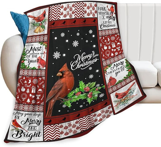 Tijuboni Cardinal Bird Throw Blanket for Girls Boys Women Men Kids Adults Soft Flannel Fleece Blanket for Couch Sofa Bed Home Decor 40"x50"