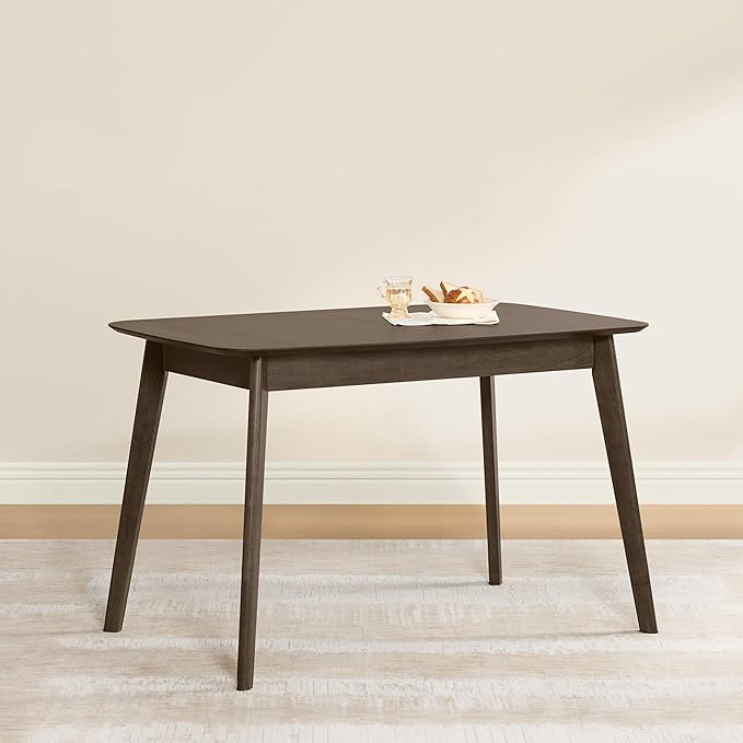 CHITA 47"-59" Extendable Dining Room Table for 4, Modern Wood Dining Table for Small Spaces, Kitchen, Space Saving Hidden Leaves, Solid Rubberwood Frame, Walnut Venner