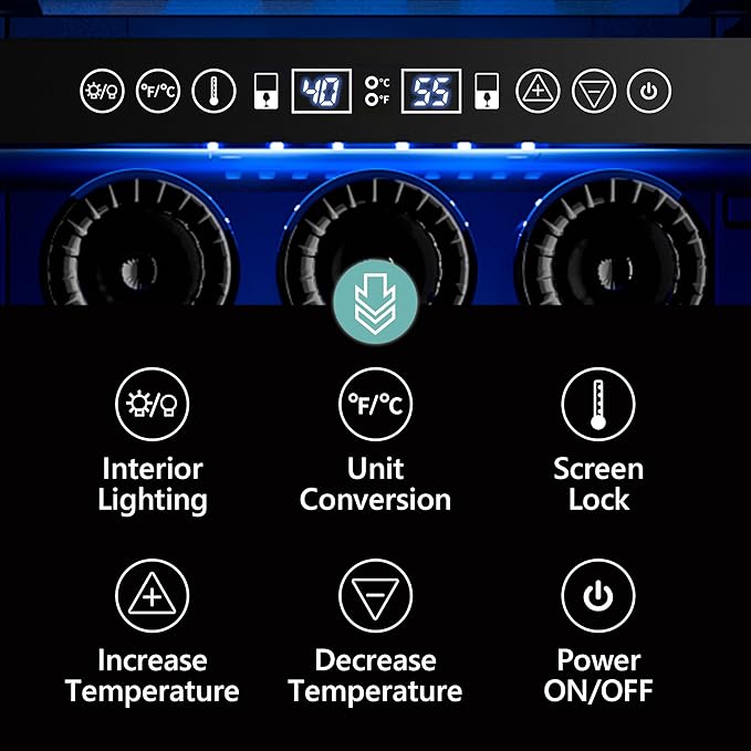 EUHOMY 15 Inch Wine Fridge, Dual Zone Wine Chiller with Digital Temperature Control, Wine Cooler Upgraded Compressor Fits Low Noise, Wine Storage with Double-Layer Glass Door, 33 Bottles.