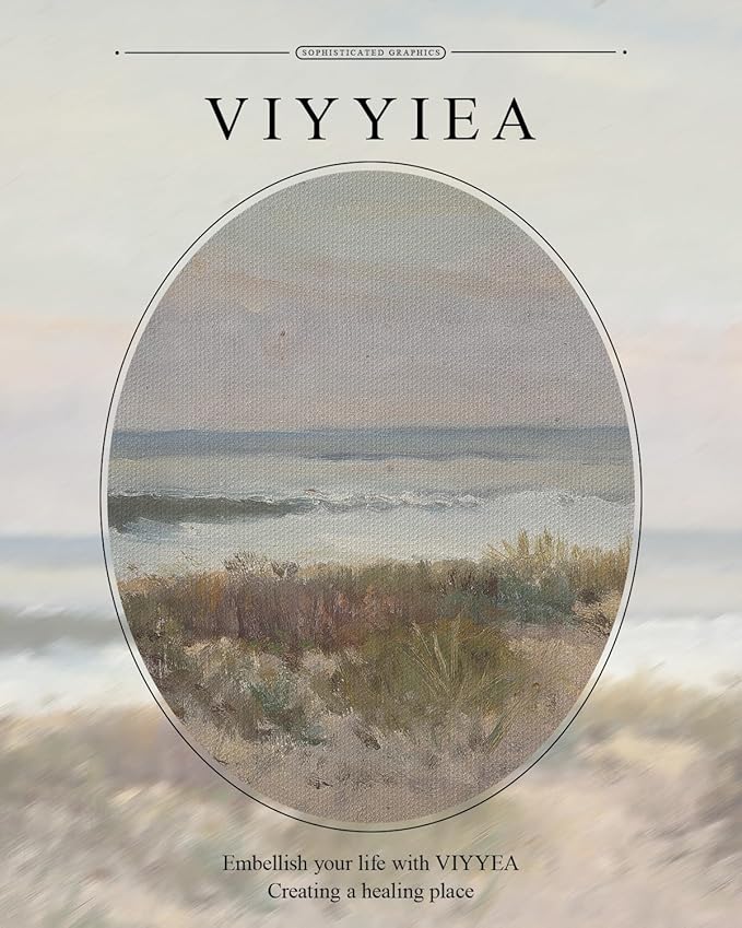 VIYYIEA Gold Framed Wall Art Canvas Print Home Decor Classical Coastal Scenery Bathroom Pictures Wall Decorations Farmhouse Wall art Room Decor Kitchen Office Bathroom Art Prints Wall Decor 13x16in