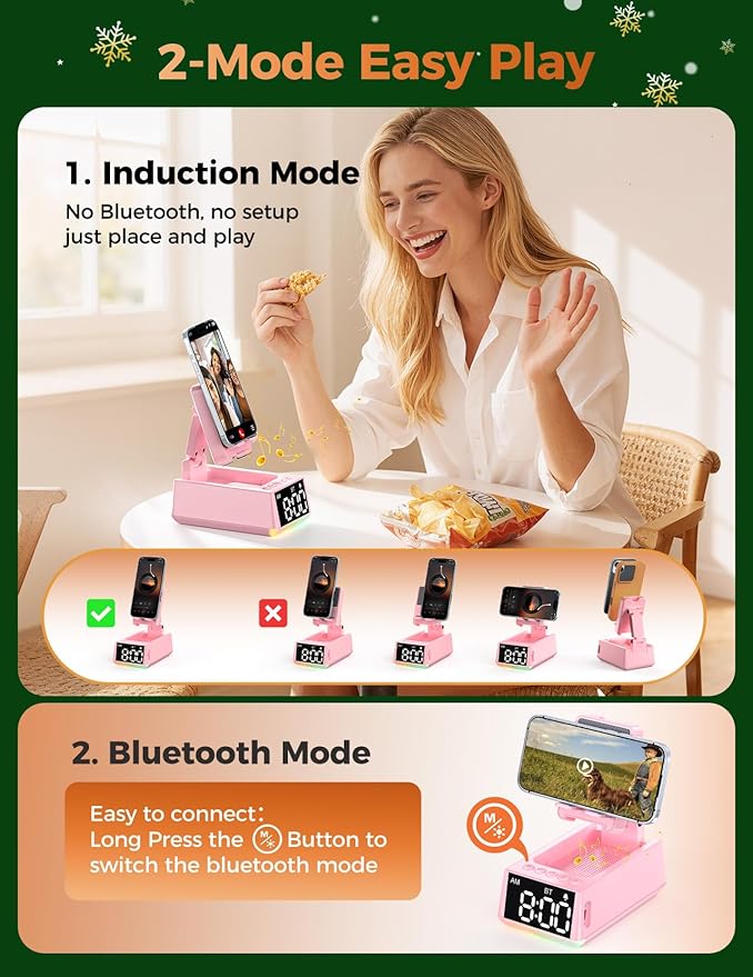 White Elephant Gifts for Adults Useful:Birthday Gift for Men Women Christmas Ideas Induction Speaker Bluetooth HD Sound,Kitchen Gadgets Anniversary Dad Mom Husband Wife Teen Stocking Stuffers(Pink)