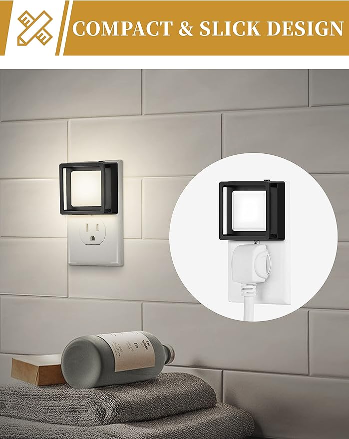 DORESshop Night Light [2 Pack], LED Night Light with Dusk to Dawn Sensor, Night Lights Plug Into Wall, Adjustable Brightness Nightlights for Adults, Bedroom, Bathroom, Kitchen, Daylight White 5000k