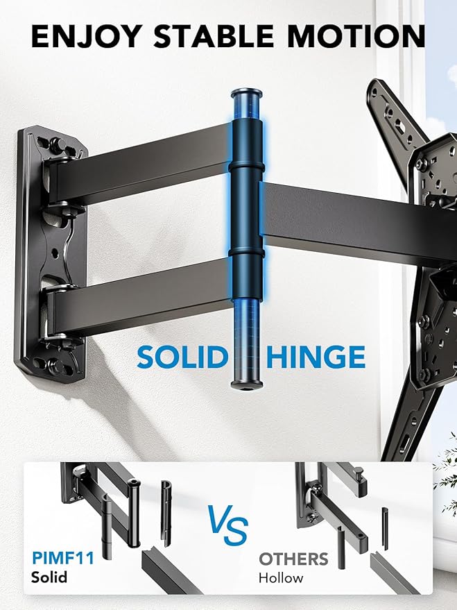 Pipishell Full Motion TV Wall Mount for Most 26-60 inch TVs, 55 inch Compatible, with Swivel, Tilt, Extension, Single Stud Articulating TV Mount Bracket, Holds up to 77 lbs, Max VESA 400x400mm, PIMF11