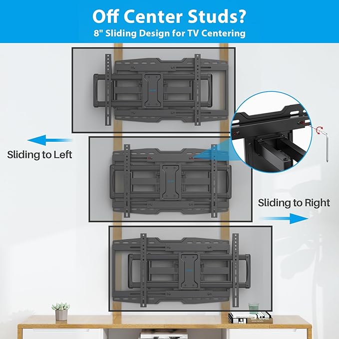 USX STAR 32-90" Full Motion Sliding TV Wall Mount, Fits 16" 18" 24" Wood Studs, Wall Mount TV Bracket with Smooth Swivel, Tilt, Extension, Holds up to 150lbs, Max VESA 600x400mm, Fit Most 75 85 86 TVS