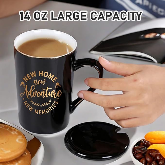 House Warming Gifts for New Home Welcome Housewarming Coffee Mug Closing First Presents Ideas for Buyers Homeowner Couple, 14oz Black&White with Box