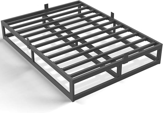10 Inch Full Size Bed Frame with Steel Slat Support, Low Profile Full Metal Platform Bed Frame Support Mattress Foundation, No Box Spring Needed/Easy Assembly/Noise Free