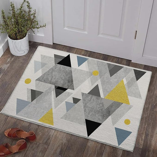 Bathroom Rug 3x5 Entryway Triangle Geometric Aztec Western Mat Modern Area Rug Machine Washable Soft Rug Boho Southwestern Carpet Texture for Beside Living Room Bedroom Kitchen Office Indoor