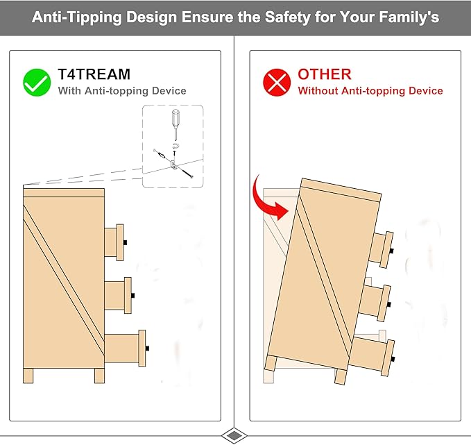 T4TREAM Farmhouse 6 Drawers Dresser for Bedroom, Wood Rustic Wide Chest of Drawers, Storage Dressers Organizer for Bedroom, Living Room, Hallway, Antique Brush White