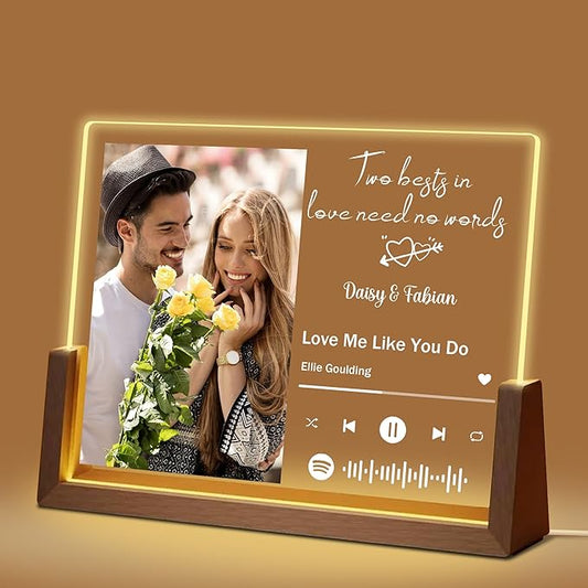 Custom Spotify Plaque Light Up Picture Frame, Personalized Valentines Christmas Gifts For Him Her Women Men, Night Light Photo Frames, Birthday Anniversary Couple Gifts For Boyfriend Girlfriend