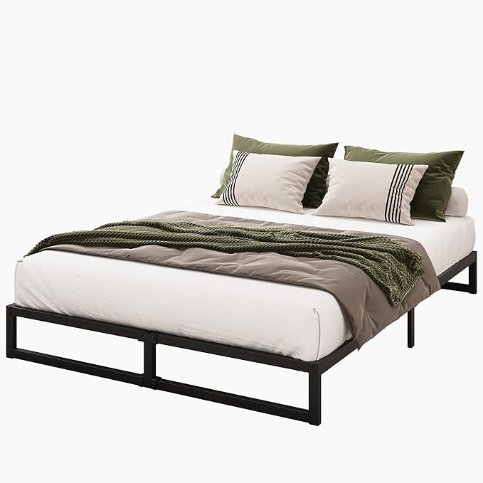 9 Inch King Bed Frame Sturdy Mattress Foundation, Heavy Duty Metal Platform with Steel Slats Support No Box Spring Needed, Noise Free, Easy Assembly, Black