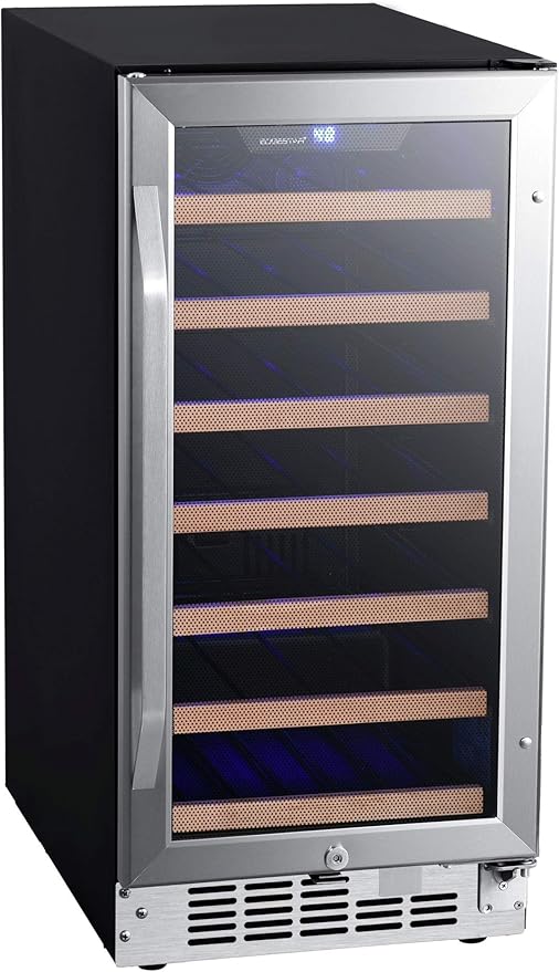 EdgeStar CWR302SZ 15 Inch Wide 25 Bottle Built-In Single Zone Wine Cooler with Reversible Lockable Door and LED Lighting - Stainless Steel