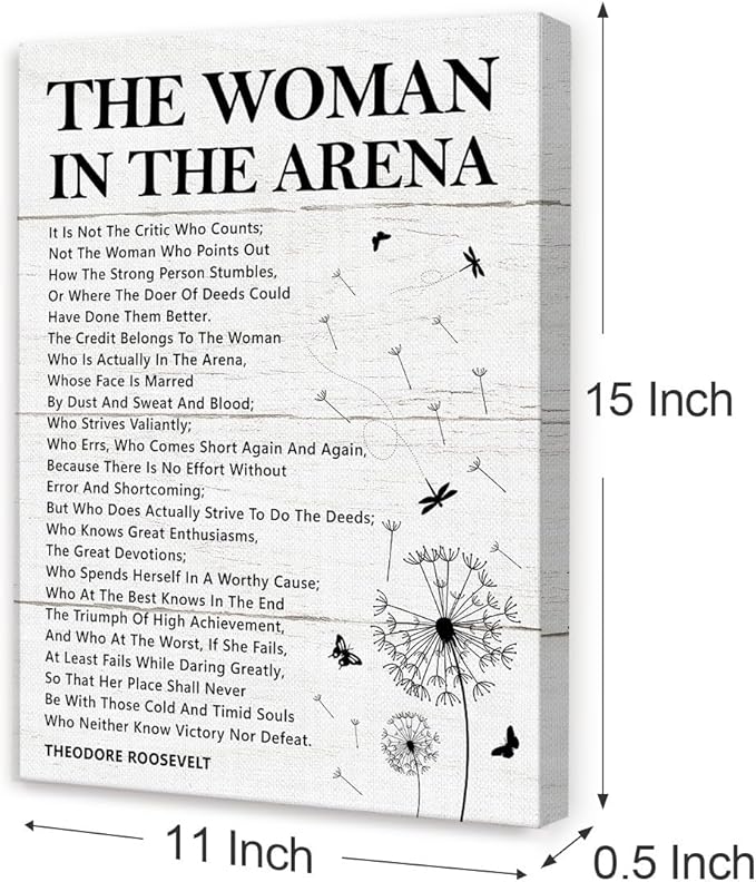 Gwisml The Woman In The Arena Wall Decor,Inspirational Quotes Canvas Frame Paintings For Home Office Wall Art Workplace Decor