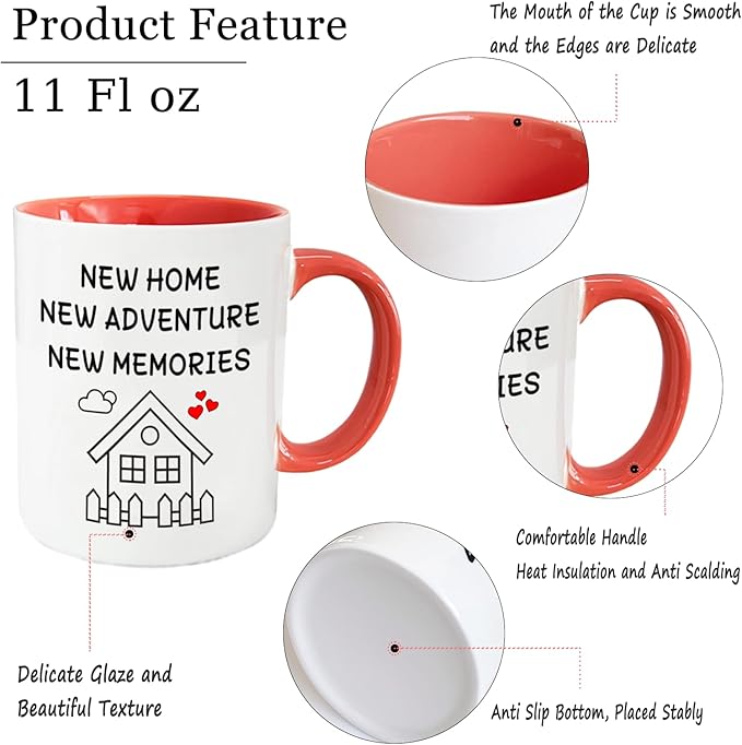 House Warming Gifts New Home Coffee Mug Set, Welcome First Time New Apartment Presents, Closing Gift for Home Buyers - 11oz Black&Pink