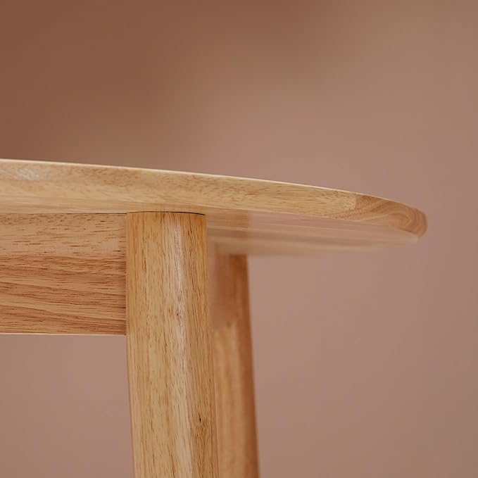 Livinia Aslan 35.4" Round Wooden Dining Table/Mid Century Modern Malaysian Oak Kitchen Table (Natural-Oak)