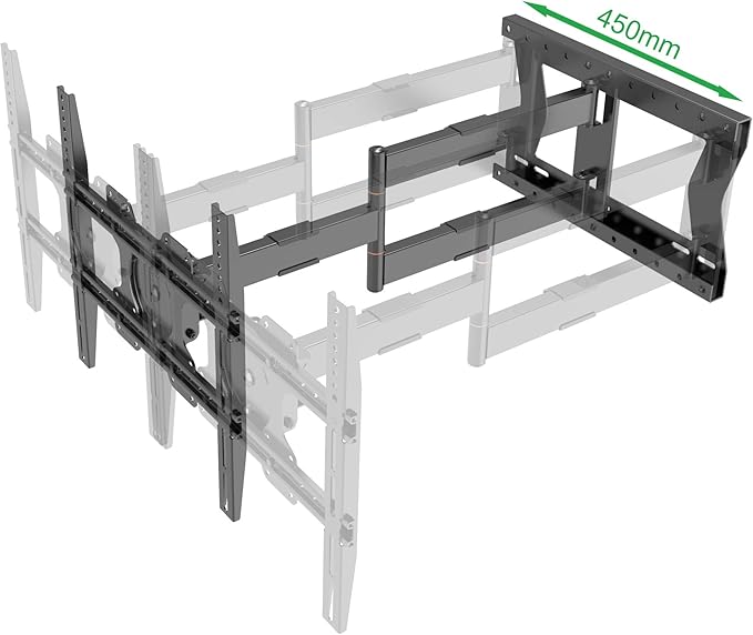 Physix 2080 Long Arm TV Wall Mount for 32-75'' Screens, Extension 32'', Heavy-Duty Max 88 lbs - Full Motion, Tilting & Swiveling, Max VESA 400x400