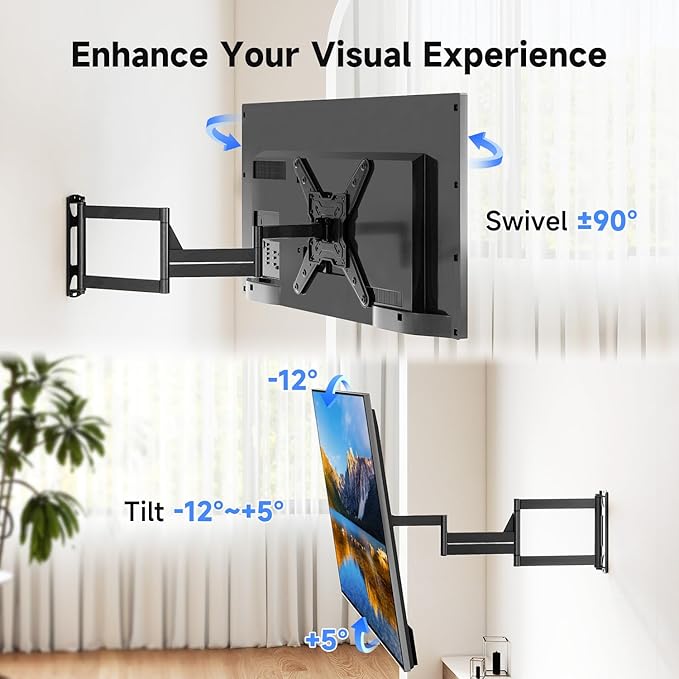 Suptek 40” Long Arm Full Motion TV Wall Mount for 32-65 Inch TVs – Articulating Corner Bracket, Swivel & Tilt, Max VESA 400x400, Holds up to 110 lbs, A7L