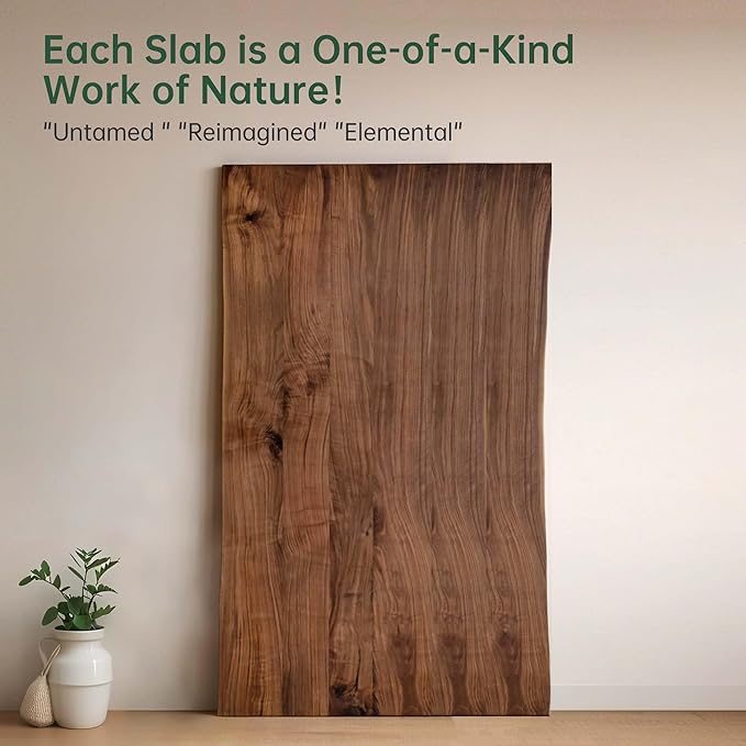 YESWOOD 71’’ Live Edge Dining Table for 6-8, Black Walnut Farmhouse Kitchen Table with Solid Wood Top and Legs, Large Modern Wood Dinner Table for Dining Room, Living Room, Office, Walnut