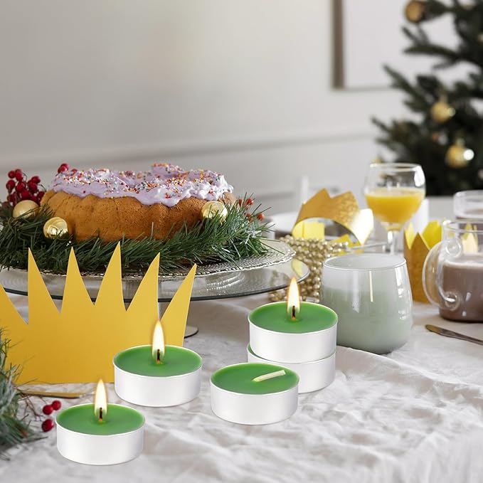 100 Pack Scented Tealight Candles 4 Hours, Spring Aromatherapy Candles for Votive Home, Wedding Holiday and Emergency (Dark Green)