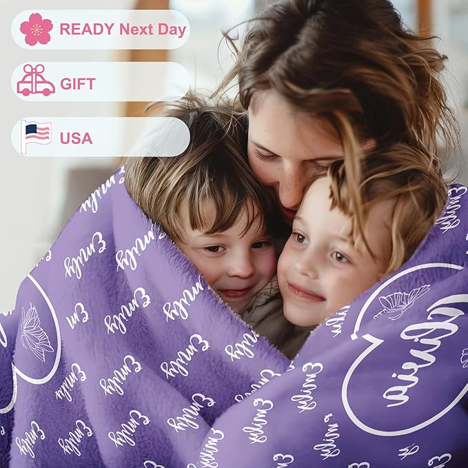 Ships Next Day, Personalized Blanket for Teen Boys Girls, Custom Blanket with Name Customized Flannel Throw Christmas Birthday Blanket Gifts for Kids or Adult