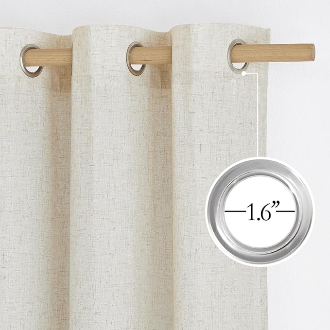 NICETOWN Flax Natural Linen 78 inch Curtains for Doorway, Grommet Thick Flax Linen Door Curtains Privacy Assured with Light Filtering for Bedroom/Living Room, W42 x L78, 2 Panels