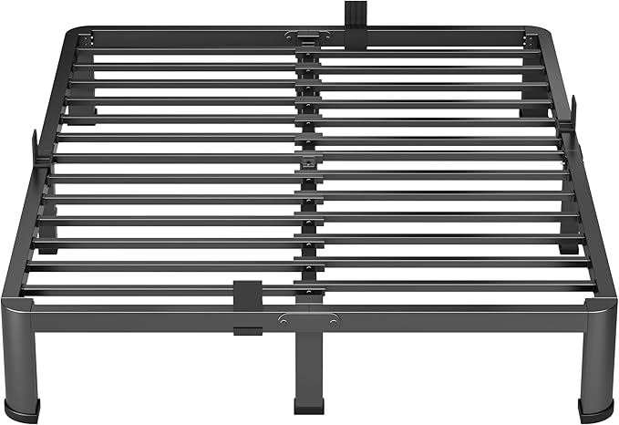 10 Inch Full Heavy Duty 3500 lbs Bed Frame with Round-Corner Legs & Anti-Squeak Design – Quick Assembly Metal Platform, No Box Spring Needed